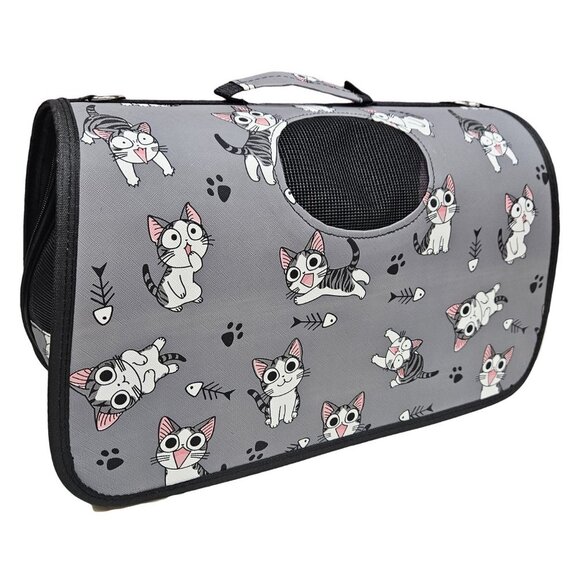 Pet Carrier for Cat, Dog or Other Pets, Grey Cats Print - Picture 1 of 8